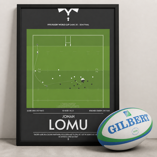 Jonah Lomu runs over the top of Mike Catt!